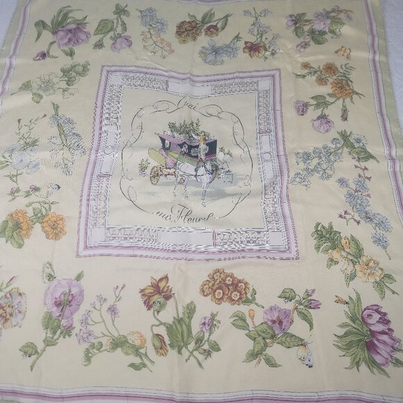 Hermes scarf 100% silk "Quai aux Fleurs" first edition 1952 vintage France rare - Picture 2 of 9
